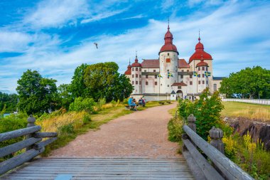 Lidkoping, İsveç, 17 Temmuz 2022: İsveç 'teki Lacko Kalesi manzarası.