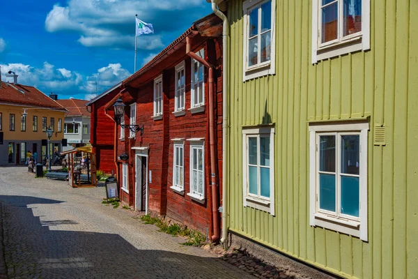 Eksjo Sweden July 2022 Colorful Timber Houses Swedish Town Eksjo — Stock Photo, Image