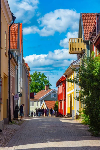 Eksjo Sweden July 2022 Colorful Timber Houses Swedish Town Eksjo — Stock Photo, Image
