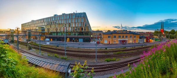 Vaxjo Schweden Juli 2022 Sonnenuntergang Eines Bahnhofs Vaxjo Schweden — Stockfoto