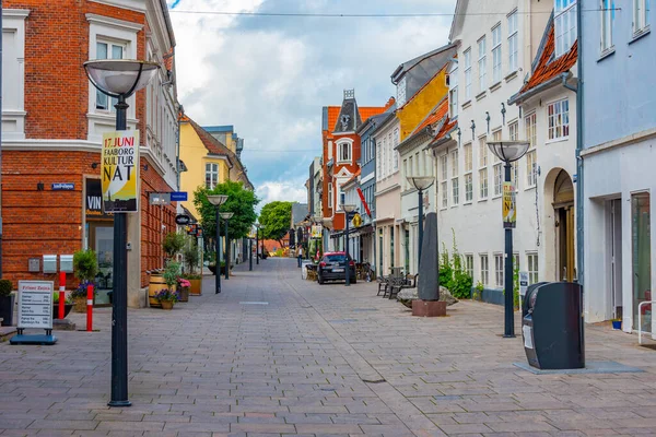 Faaborg Dinamarca Junio 2022 Vista Una Calle Ciudad Danesa Faaborg — Foto de Stock