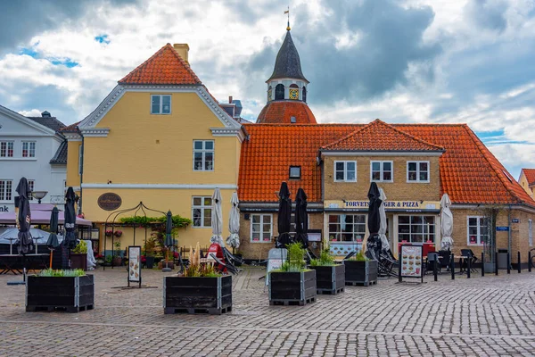2022年6月20日 Faaborg 丹麦城镇 Torvet广场 — 图库照片