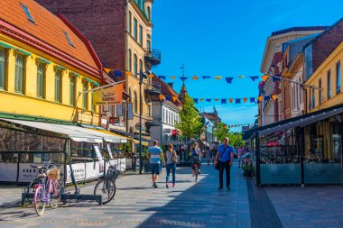 Halmstad, İsveç, 12 Temmuz 2022: Halmstad, İsveç 'te ticari cadde...