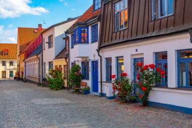Ystad, İsveç, 13 Temmuz 2022: Ystad, İsveç 'te ticari cadde...