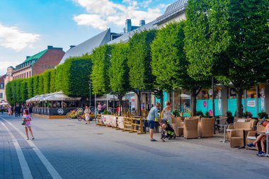 Trelleborg, İsveç, 13 Temmuz 2022: Trelleborg, İsveç 'te ticari cadde...