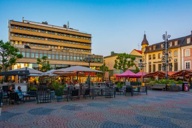 Kristianstad, İsveç, 13 Temmuz 2022: Kristianstad, İsveç 'te Lilla torg Meydanı