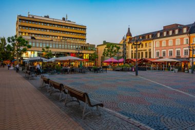 Kristianstad, İsveç, 13 Temmuz 2022: Kristianstad, İsveç 'te Lilla torg Meydanı