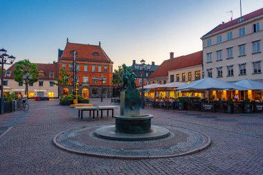 Kristianstad, İsveç, 13 Temmuz 2022: Kristianstad, İsveç 'te Lilla torg Meydanı