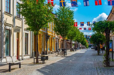 Karlshamn, İsveç, 14 Temmuz 2022: Karlshamn, İsveç 'te ticari cadde...