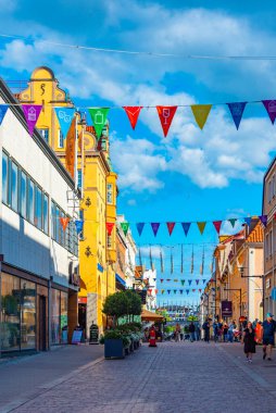 Kalmar, İsveç, 14 Temmuz 2022: Kalmar, İsveç 'te ticari cadde...