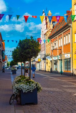 Kalmar, İsveç, 14 Temmuz 2022: Kalmar, İsveç 'te ticari cadde...