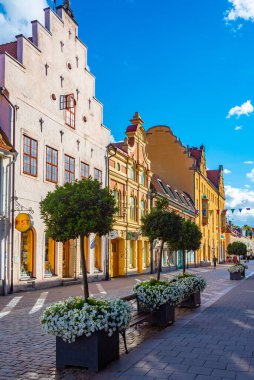 Kalmar, İsveç, 14 Temmuz 2022: Kalmar, İsveç 'te ticari cadde...