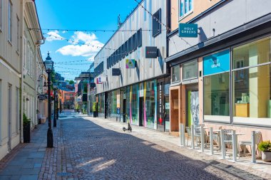 Jonkoping, İsveç, 16 Temmuz 2022: Jonkoping, İsveç 'te ticari cadde...