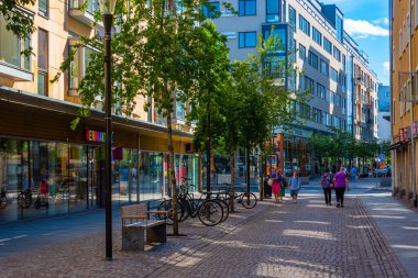 Jonkoping, İsveç, 16 Temmuz 2022: Jonkoping, İsveç 'te ticari cadde...
