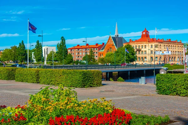 stock image Halmstad, Sweden, July 12, 2022: Waterfront of Nissan river in Swedish town Halmstad.IMAGE