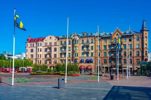 Helsingborg, İsveç, 13 Temmuz 2022: Helsingborg, İsveç 'te ticari cadde...