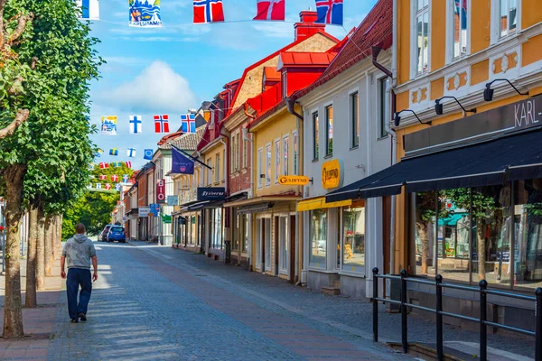 Karlshamn, İsveç, 14 Temmuz 2022: Karlshamn, İsveç 'te ticari cadde...