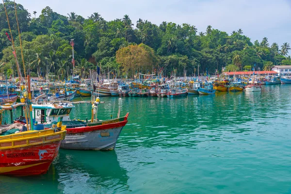 Mirissa Sri Lanka Januar 2022 Fischerboote Hafen Von Mirissa Sri — Stockfoto