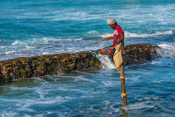 Koggala Sri Lanka Januar 2022 Traditionelle Stelzenfischer Koggala Sri Lanka — Stockfoto