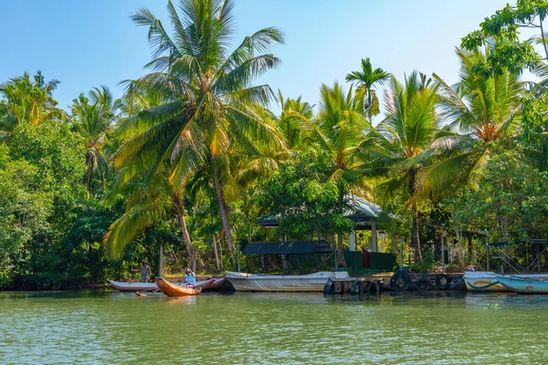 Koggala Sri Lanka Janvier 2022 Embarcations Pêche Amarrées Lagune Koggala — Photo