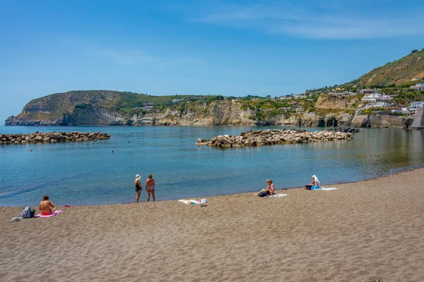 stock image Ischia, Italy, May 23, 2022: Sunny day at small beach at Sant'Angelo town at Ischia island, Italy.