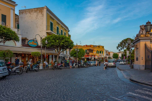 stock image Ischia, Italy, May 22, 2022: View of a colorful street of Porto d'Ischia town at Ischia island, Italy .