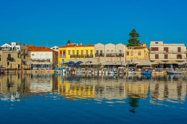 Rethimno, Greece, August 21, 2022: View of the old Venetian harbor at Greek town Rethimno, Greece. clipart