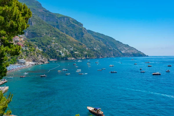 Positano Itália Maio 2022 Barcos Motor Praia Positano Itália — Fotografia de Stock