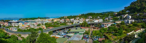 stock image Ischia, Italy, May 23, 2022: Aerial view of Porto d'Ischia town at Ischia island, Italy.