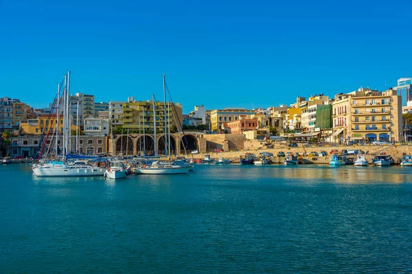 stock image Heraklion, Greece, August 18, 2022: Marina in Greek port Heraklion at Crete island.