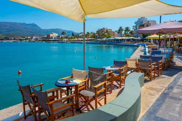 Sitia Greece August 2022 Restaurants Seaside Promenade Greek Town Sitia — Stock Photo, Image