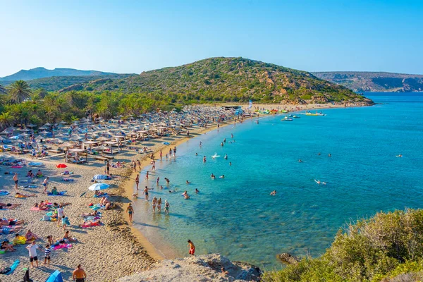 Vai Grécia Agosto 2022 Pôr Sol Sobre Praia Vai Creta — Fotografia de Stock