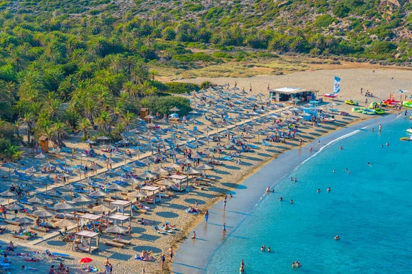 Vai Grecja Sierpnia 2022 Zachód Słońca Nad Plażą Vai Krecie — Zdjęcie stockowe