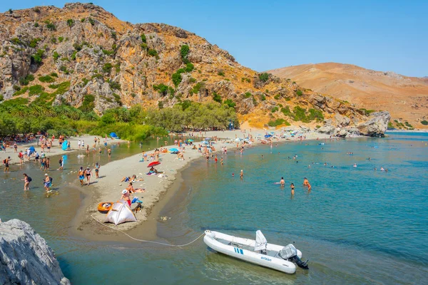 stock image Preveli, Greece, August 20, 2022: Preveli beach at Greek island Crete.