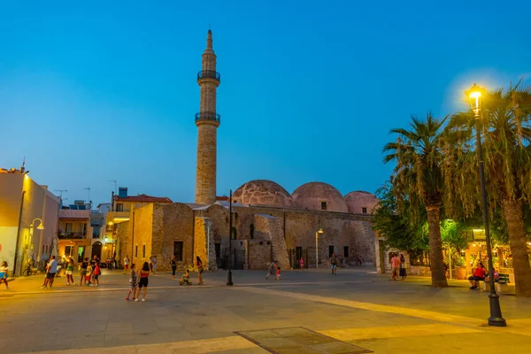 Rethimno Grecia Agosto 2022 Vista Del Atardecer Mezquita Neratze Ciudad — Foto de Stock
