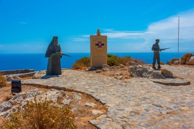 Moni Preveli, Greece, August 23, 2022: Cretan WWII Resistance Monument near Moni Preveli monastery. clipart