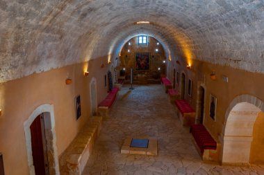 Moni Arkadiou, Yunanistan, 23 Ağustos 2022: Yunan adası Girit 'teki Moni Arkadiou manastırının içi.