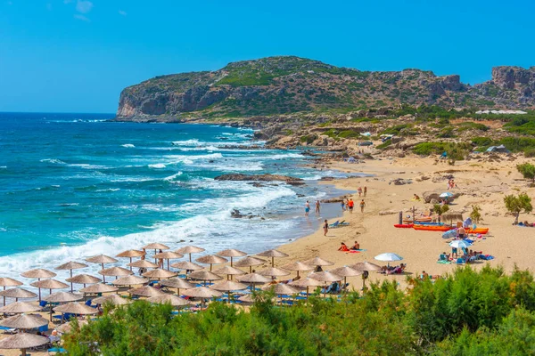 Falasarna Grécia Agosto 2022 Dia Verão Praia Falasarna Creta Grécia — Fotografia de Stock