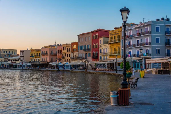 2022年8月22日ギリシャ チャニア ギリシャの町で古いヴェネツィアの港の日の出ビュー — ストック写真