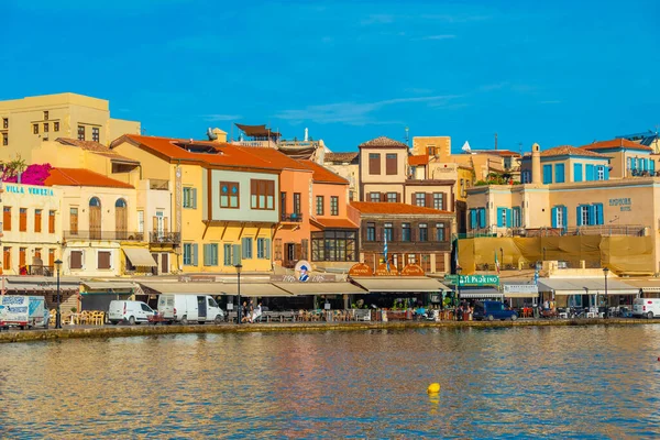 Chania Greece Серпня 2022 View Old Venetian Harbor Greek Town — стокове фото