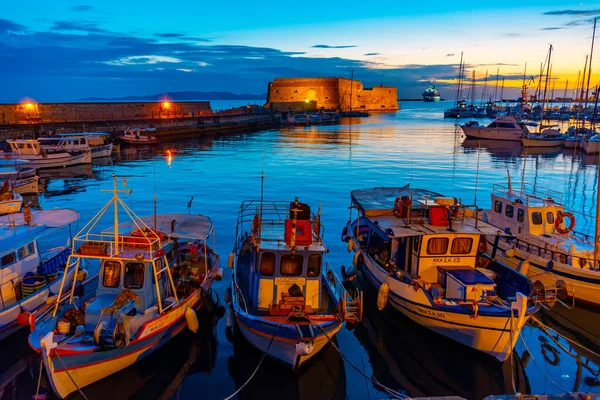 Heraklion Griechenland August 2022 Sonnenaufgang Blick Auf Den Yachthafen Griechischen — Stockfoto