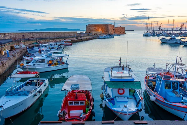 Heraklion Griechenland August 2022 Sonnenaufgang Blick Auf Den Yachthafen Griechischen — Stockfoto