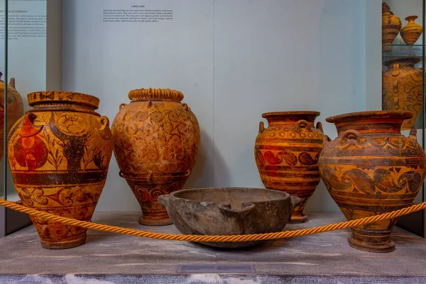 Heraklion Griekenland Augustus 2022 Verzameling Van Historische Artefacten Het Archeologisch — Stockfoto