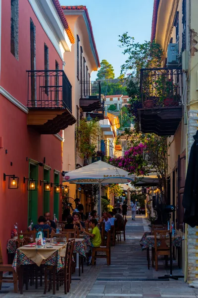 stock image Nafplio, Greece, September 3, 2022: Tourist street of Greek town Nafplio.