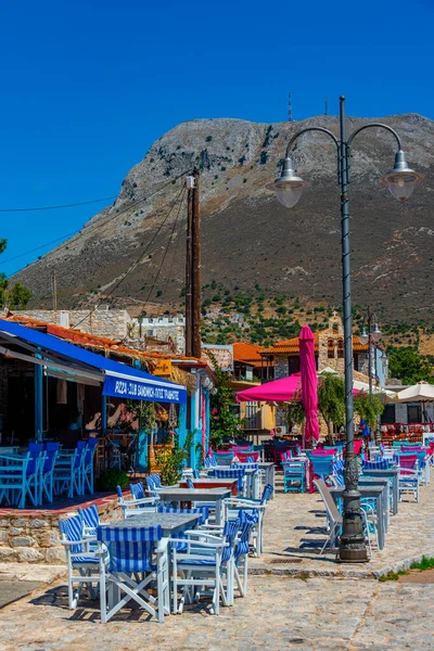 stock image Aeropoli, Greece, September 6, 2022: Traditional street at Greek town Aeropoli.