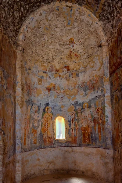 stock image Mystras, Greece, September 7, 2022: Decorated Holy church Saint Nikolaos of Mystras archaeological site in Greece.