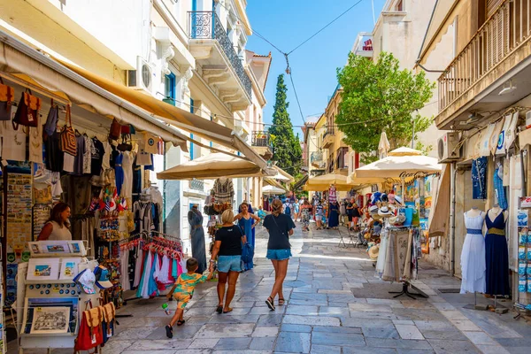 Atenas Grecia Septiembre 2022 Vista Una Estrecha Calle Comercial Distrito — Foto de Stock