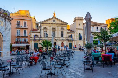 Kerkyra, Yunanistan, 11 Eylül 2022: Kerkyra, Korfu, Yunanistan 'daki Aziz Spyridon Kilisesi.