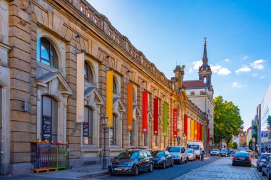 Dresden, Almanya, 6 Ağustos 2022: Alman kenti Dresden 'de Neustadter Markthalle.