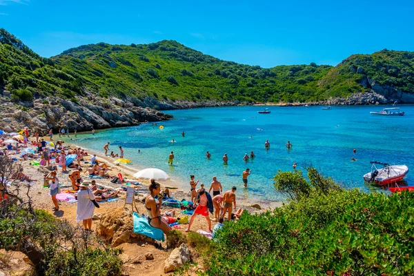 Afionas Grekland September 2022 Panorama Över Stranden Porto Timoni Den — Stockfoto